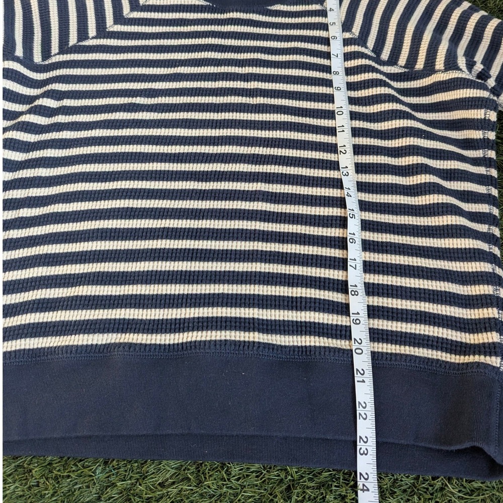 J. Crew Womens Navy Blue White Striped Waffle Knit Thermal Pullover Top Size M - Picture 4 of 6